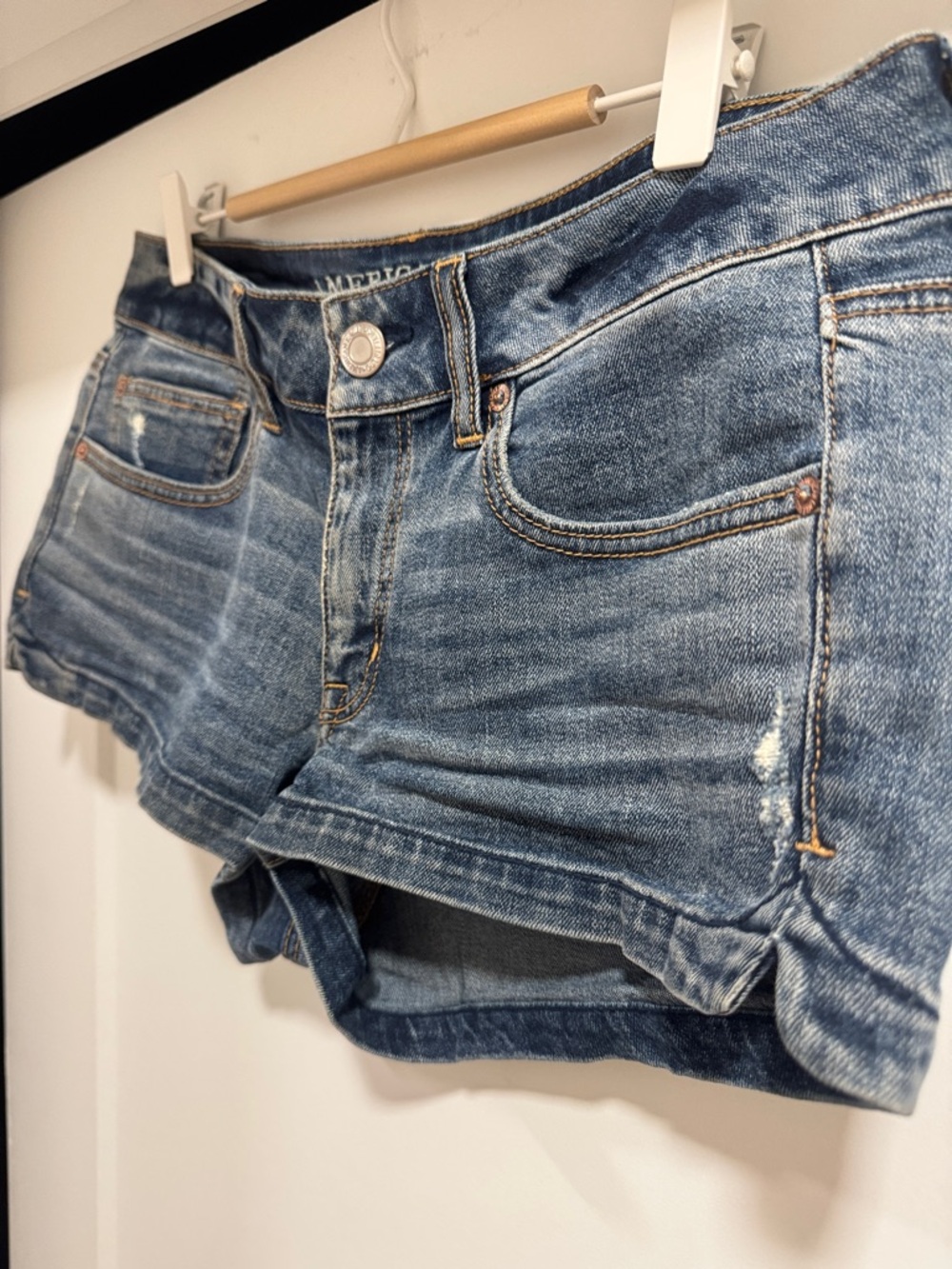 American Eagle Outfitters Faded Blue Denim Cutoff Shorts - Picture 3 of 8